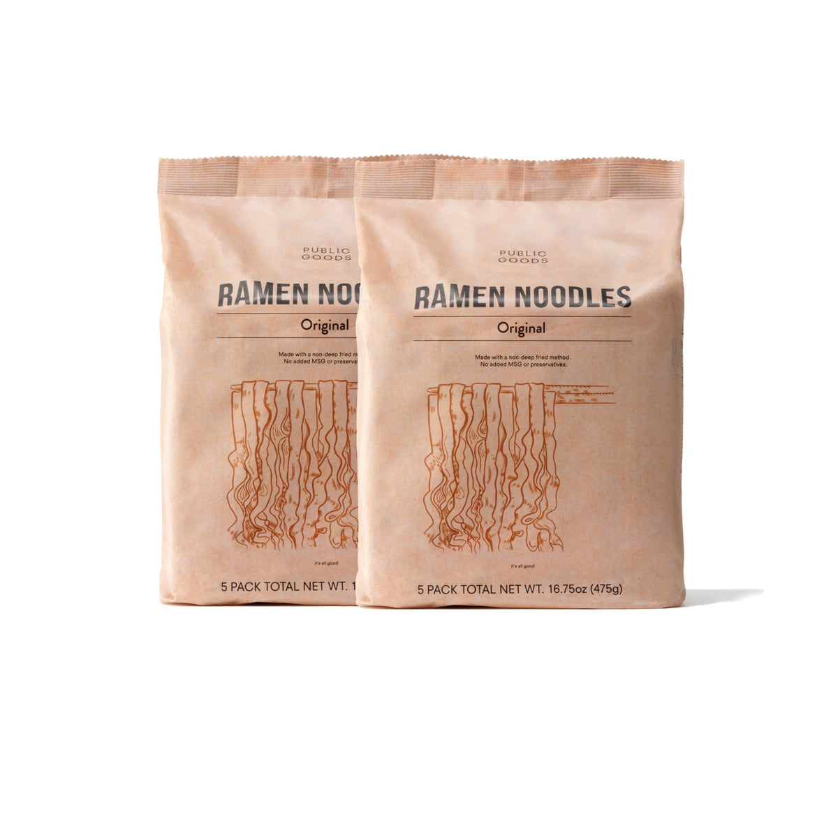Public Goods Ramen Original Pack front, ideal for quick, convenient meals.
