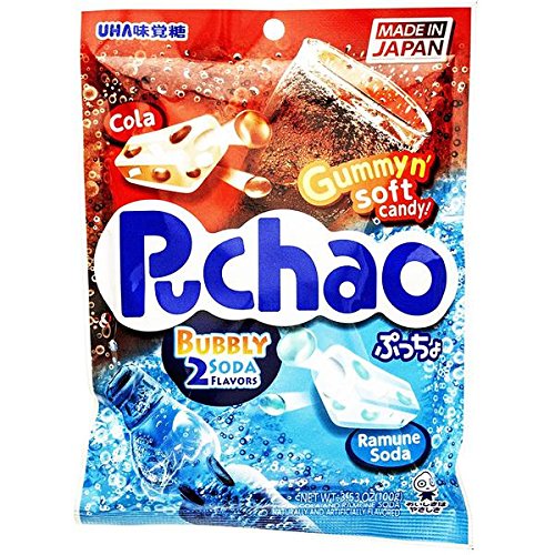 Puchao Gummy n' Soft Candy Ramune soda flavor gummies for parties.