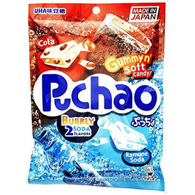 Puchao Gummy n' Soft Candy Ramune soda flavor gummies for parties.