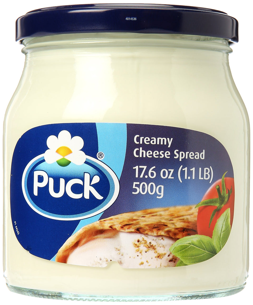 Puck Pure and Natural cheese cream spread showing creamy texture, ideal for sandwiches and crackers