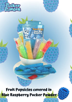 Pucker Powder glass rim ready for color and flavor with blue raspberry