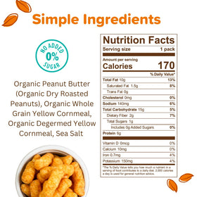 Puffworks Original Peanut Butter Puffs no added sugar close-up suggests clean snacking