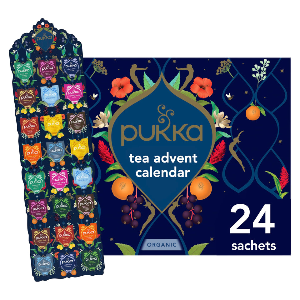 Pukka Advent Calendar 24 teas box offers daily festive rituals.