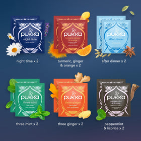 Pukka elderberry tea close-up spotlights seasonal sweetness for evenings.