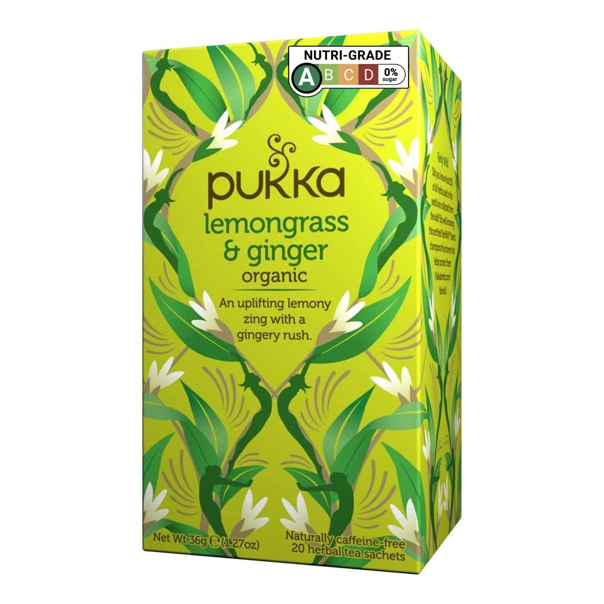 Pukka lemongrass and ginger tea sachets caffeine-free freshness preserved for everyday use