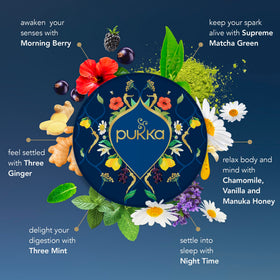 Pukka Luxury Tea Sampler 90 teabags showcasing generous, caffeine-free options