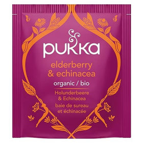 Close-up of the organic herbal blend with elderberry, echinacea, and spices.