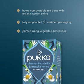 Organic packaging with FSC label highlights sustainable sourcing for daily tea.