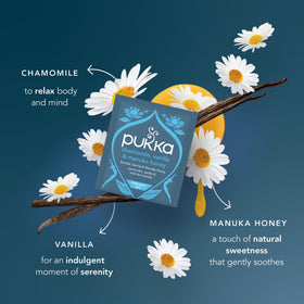 Steaming cup of Pukka tea ready to sip and unwind.