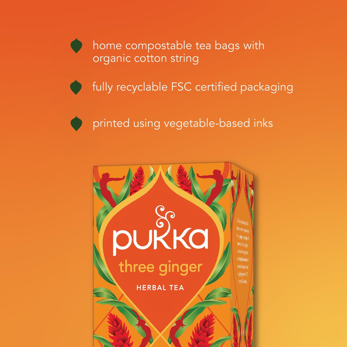Close-up of Pukka Three Ginger organic herbs in the blend