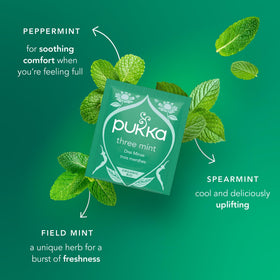 Pukka Three Mint tea bags organic-label confirms certified organic ingredients