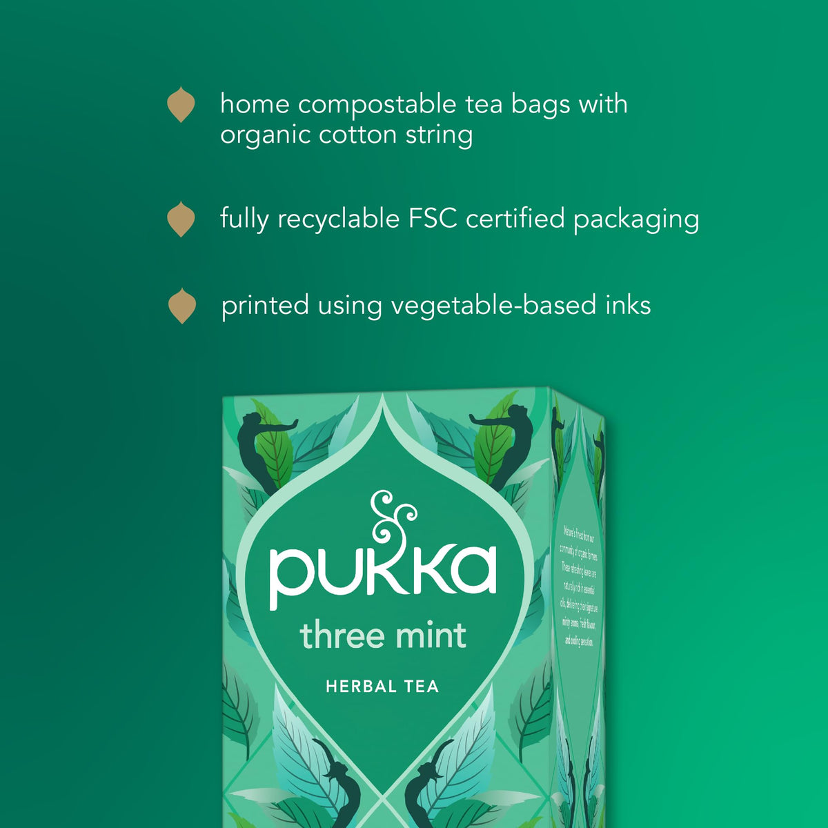 Pukka Three Mint tea bags tray-display signals convenient multi-pack value