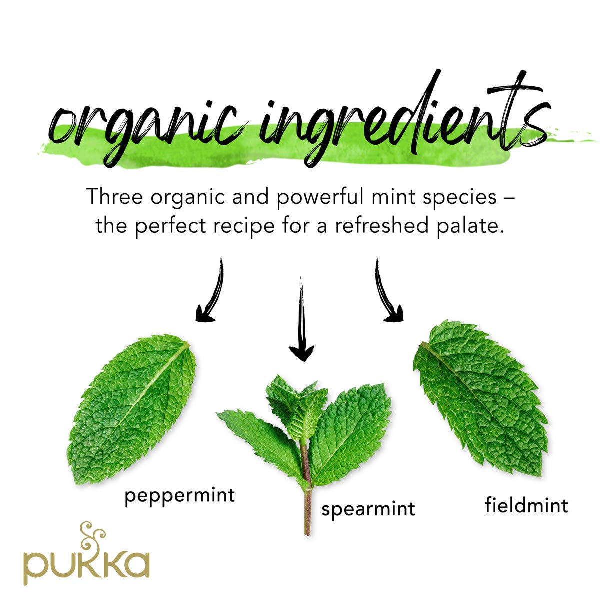 Pukka Three Mint tea bags two-chamber design releases full flavor