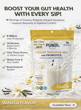 PUMJIL yogurt powder mixing into milk creates a smooth, creamy mix.