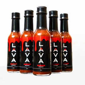 PUP AND THE PEPPER Lava Sauce gift bottle ready for gifting.