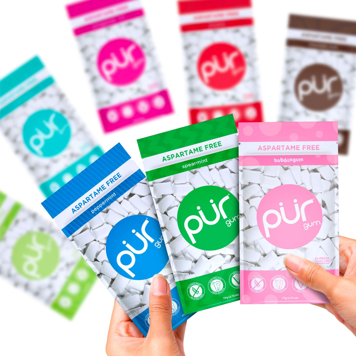 PUR Gum Chocolate Mint bag pairs mint with chocolate for indulgent flavor