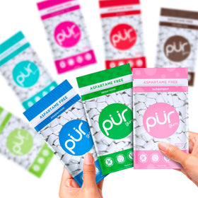 PUR Gum Chocolate Mint bag pairs mint with chocolate for indulgent flavor