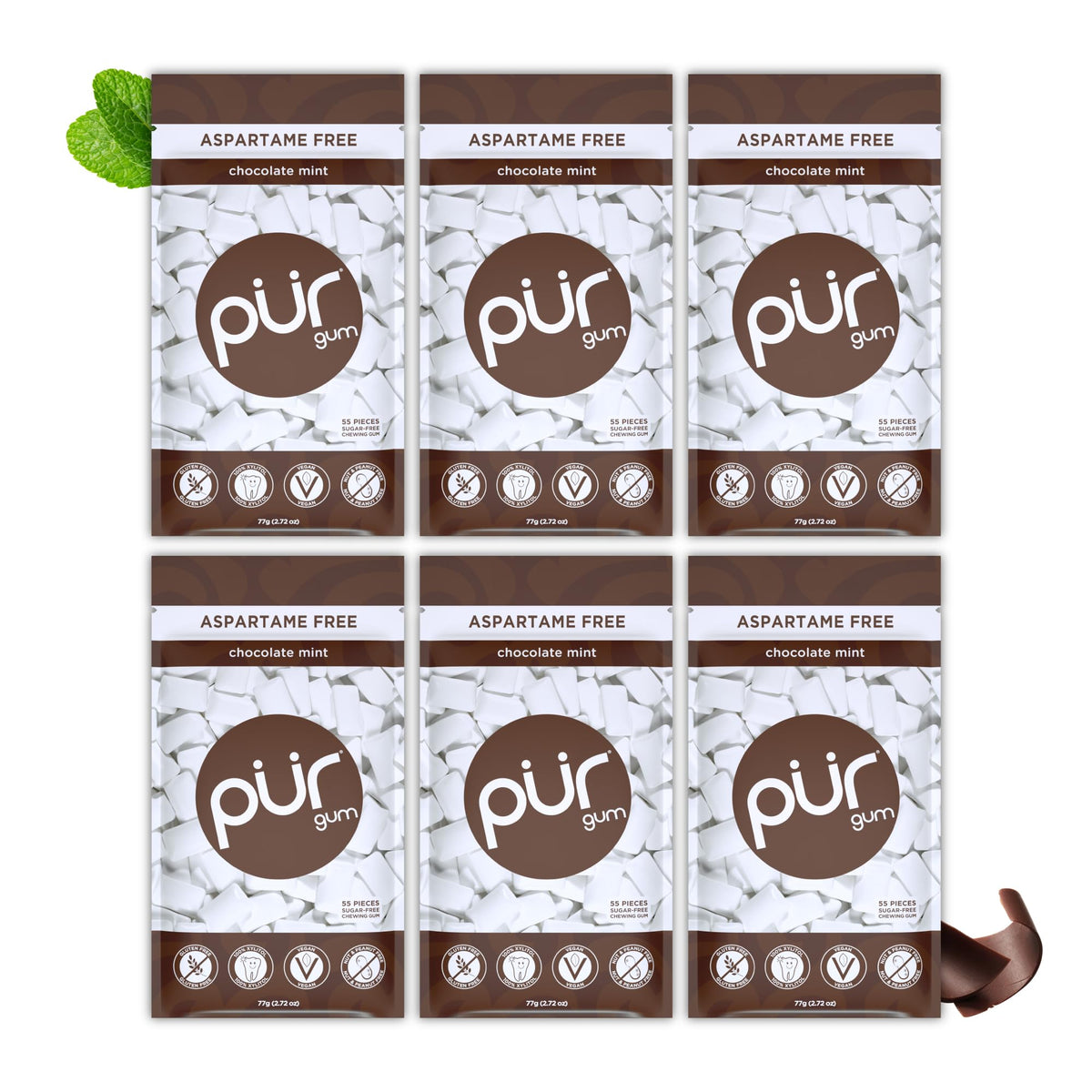 PUR Gum Chocolate Mint pack for on-the-go freshness.