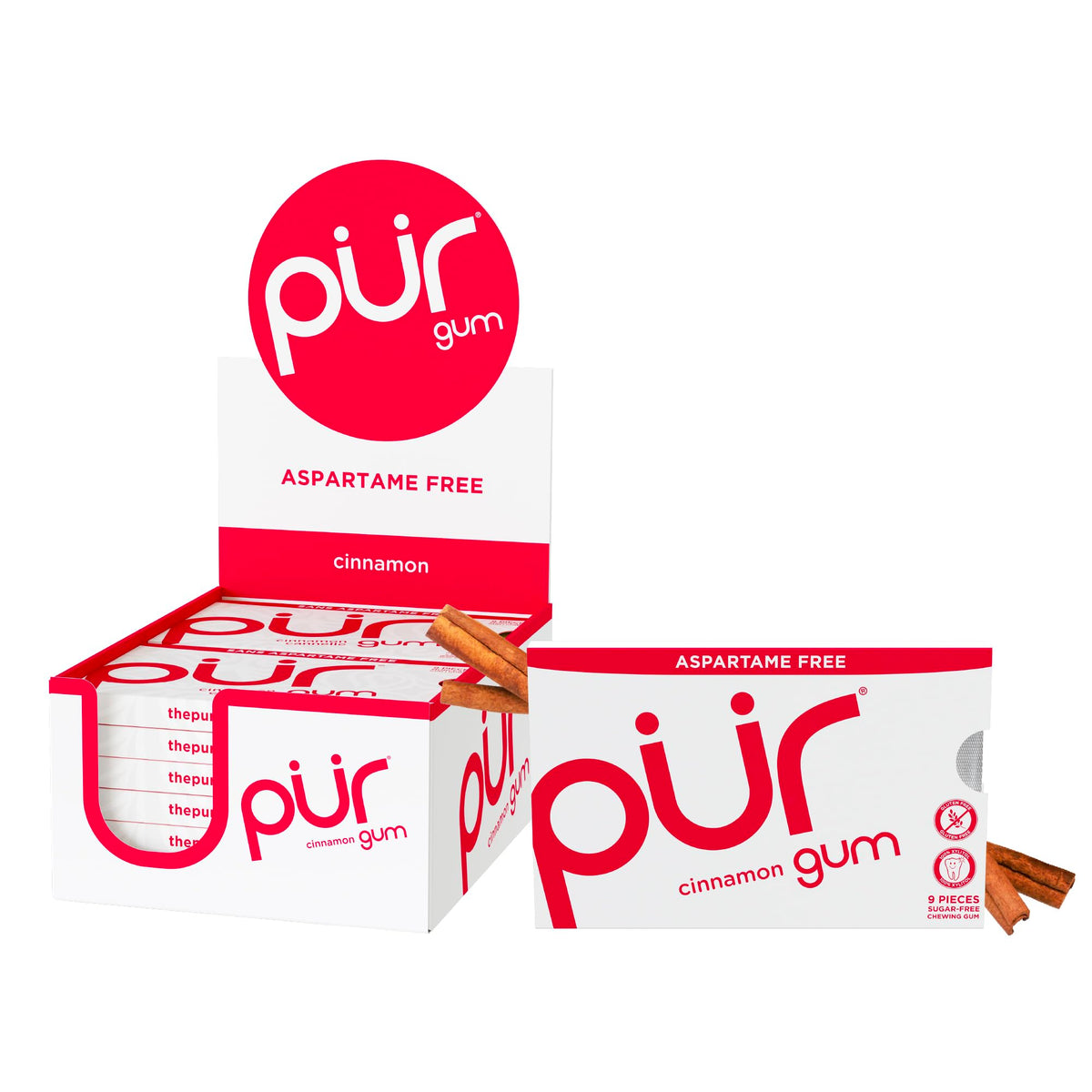 Pur Gum Cinnamon blister pack for on-the-go fiery flavor.