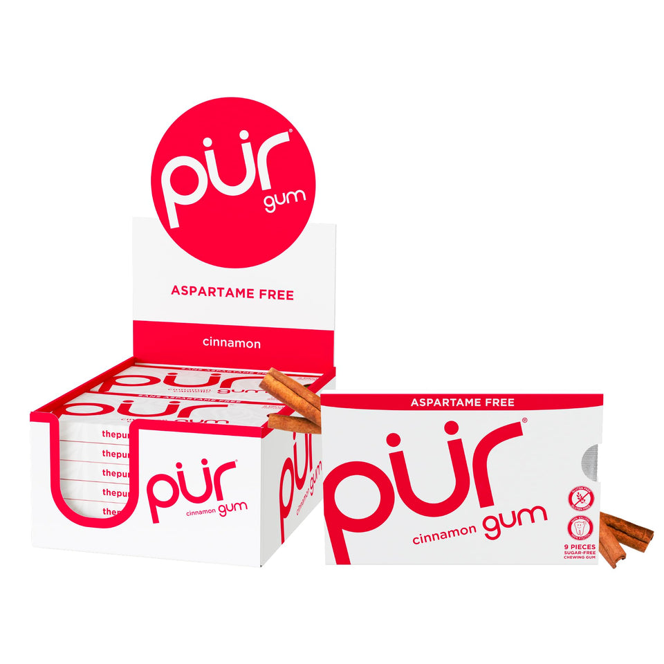 Pur Gum Cinnamon blister pack for on-the-go fiery flavor.