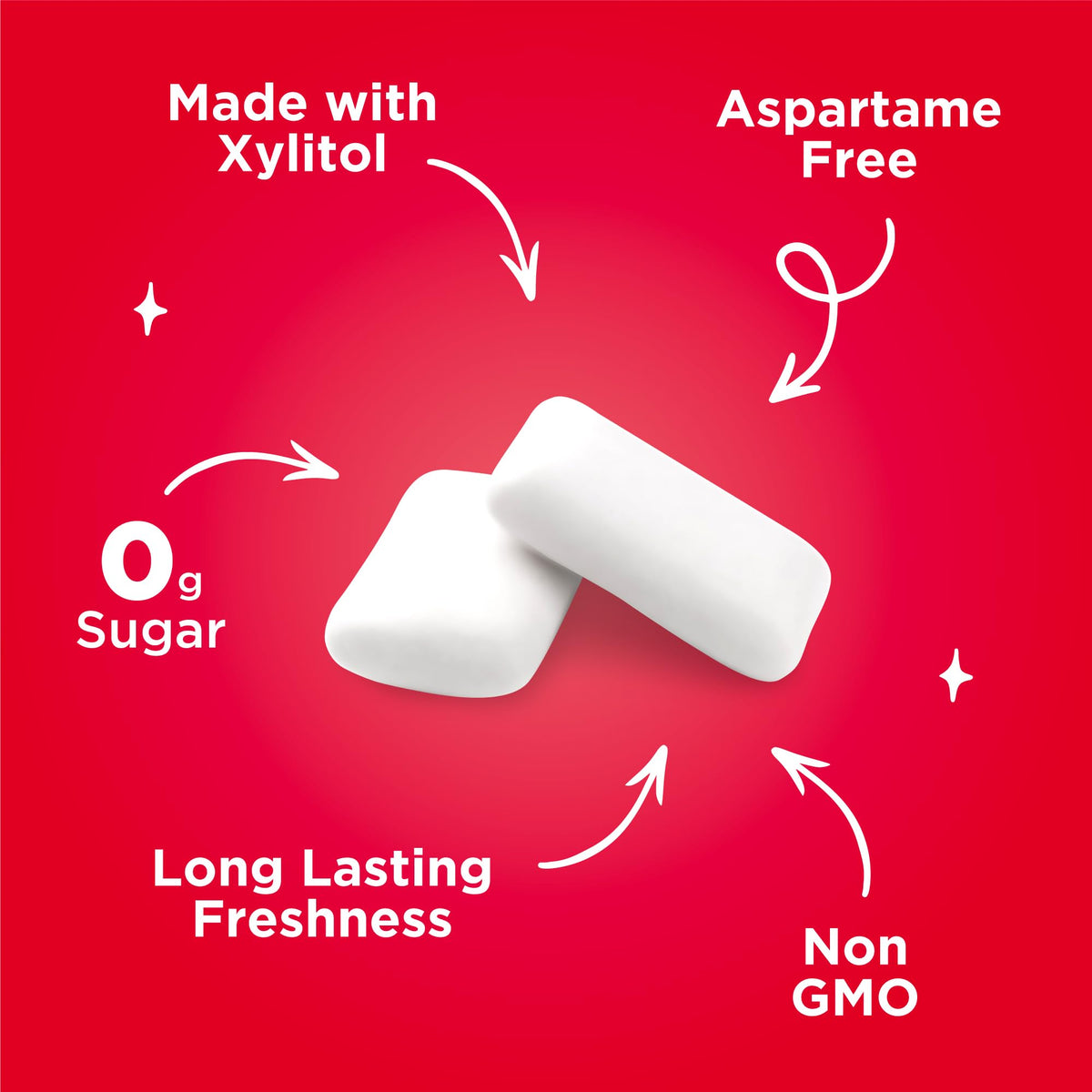 Close-up of PUR Gum Cinnamon pieces with bold cinnamon flavor and xylitol sweetness.
