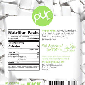 PUR Gum CoolMint gum pieces arranged to emphasize sugar-free chewing