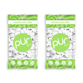 PUR Gum CoolMint pack front shows two resealable packs for sugar-free freshness