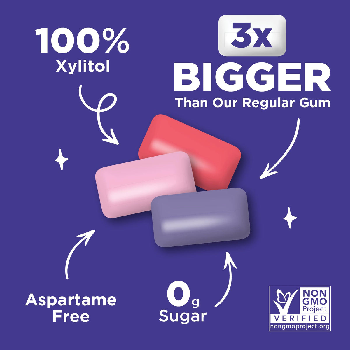PUR Gum Jumbo resealable bag keeps gum fresh on the go.