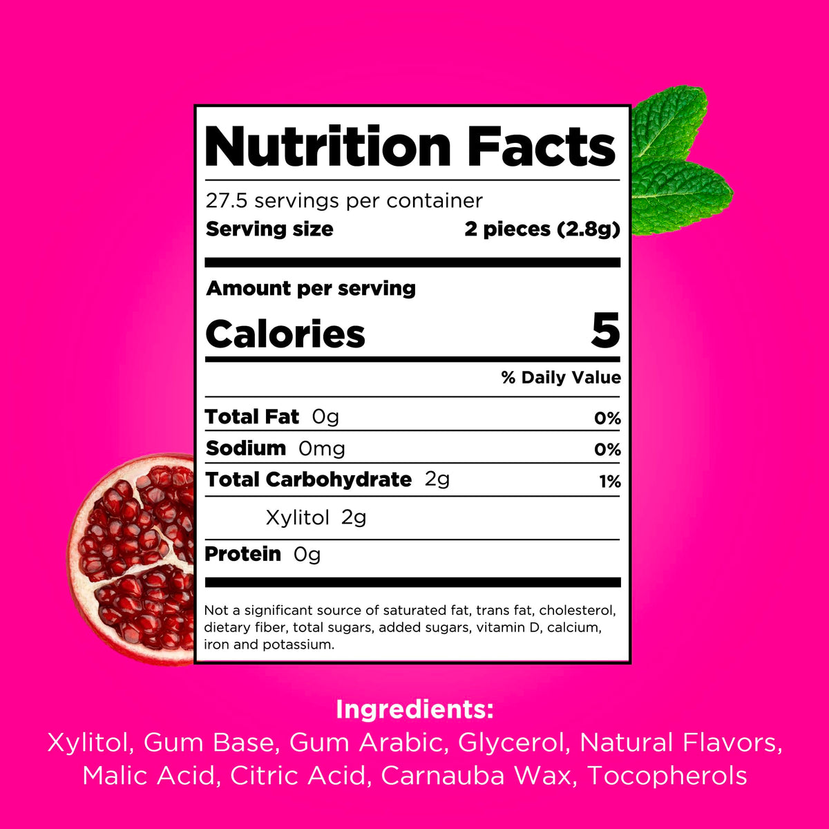 PUR Gum pack of 12—fruity pomegranate mint for everyday freshness.