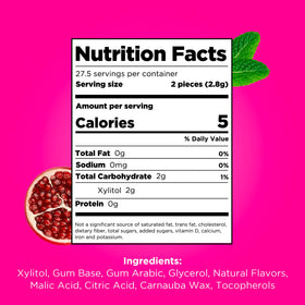 PUR Gum pack of 12—fruity pomegranate mint for everyday freshness.