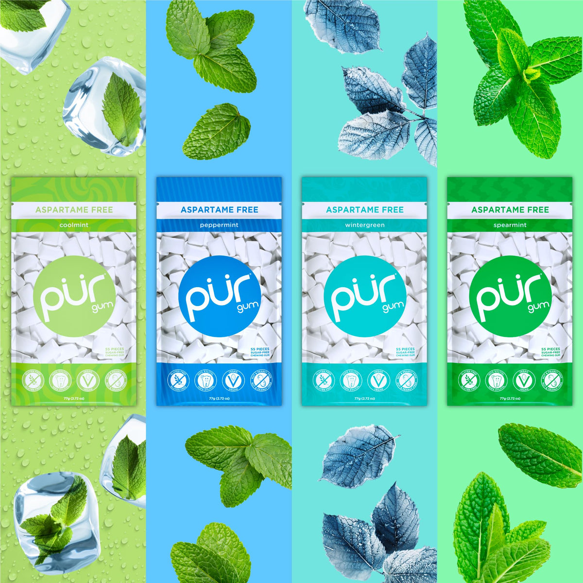 PUR Gum Peppermint bag delivers cool, lasting freshness