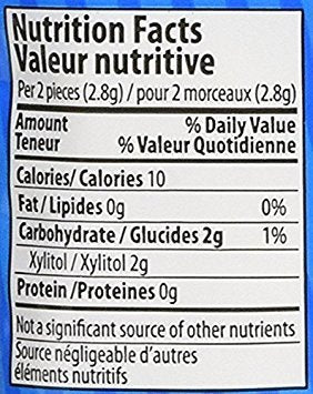 Pur Gum Peppermint gum pieces close-up highlighting natural flavors and xylitol sweetness