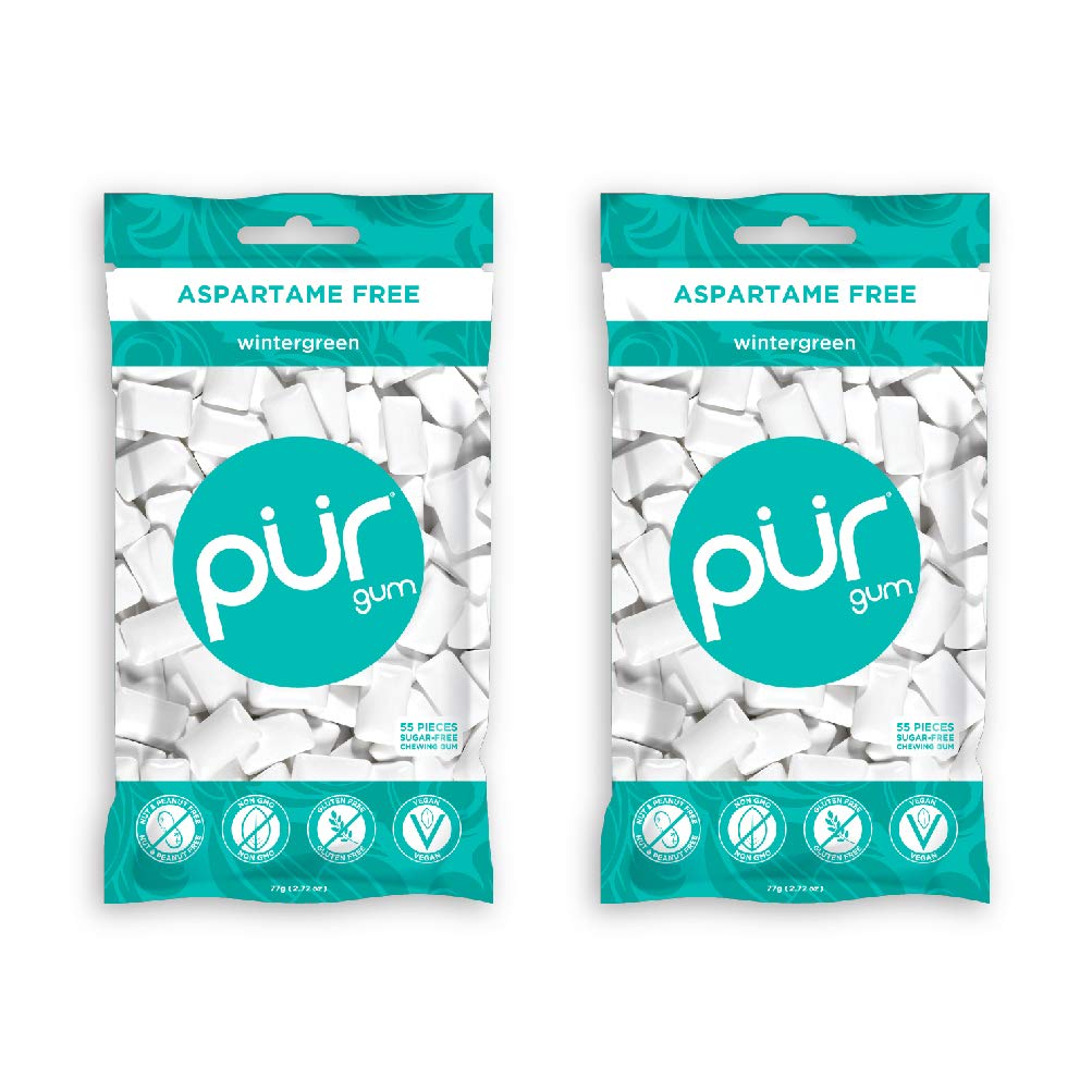 Pur Gum Wintergreen Mint 2-pack front view for on-the-go freshening.