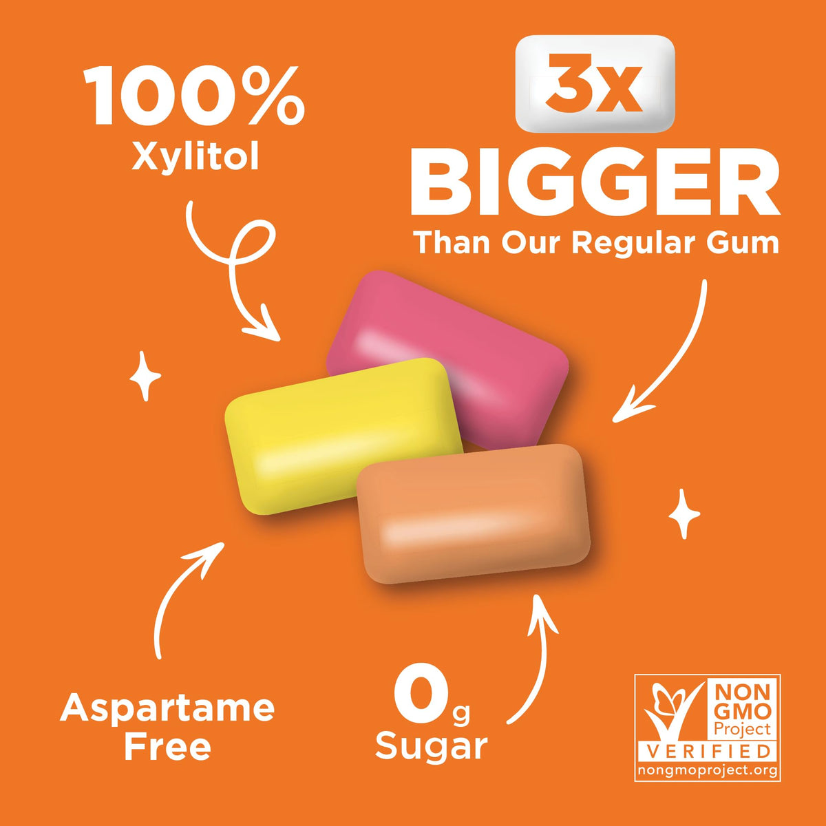 PUR Jumbo Gum resealable bag keeps pieces fresh.