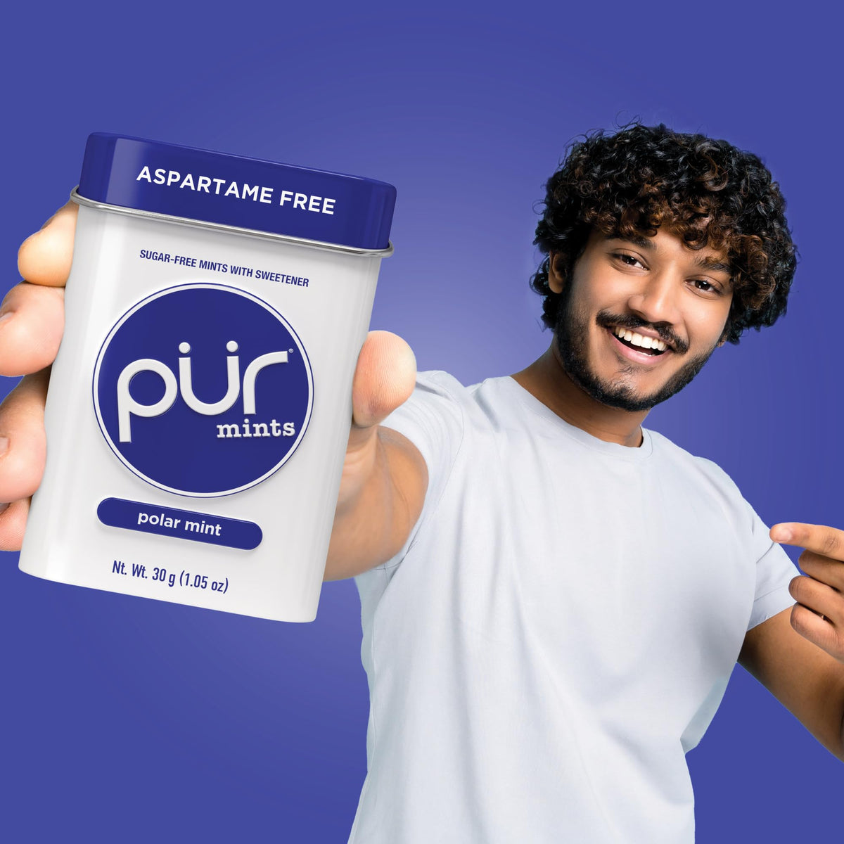 PUR Mints 30-piece tin for convenient, on-the-go use.