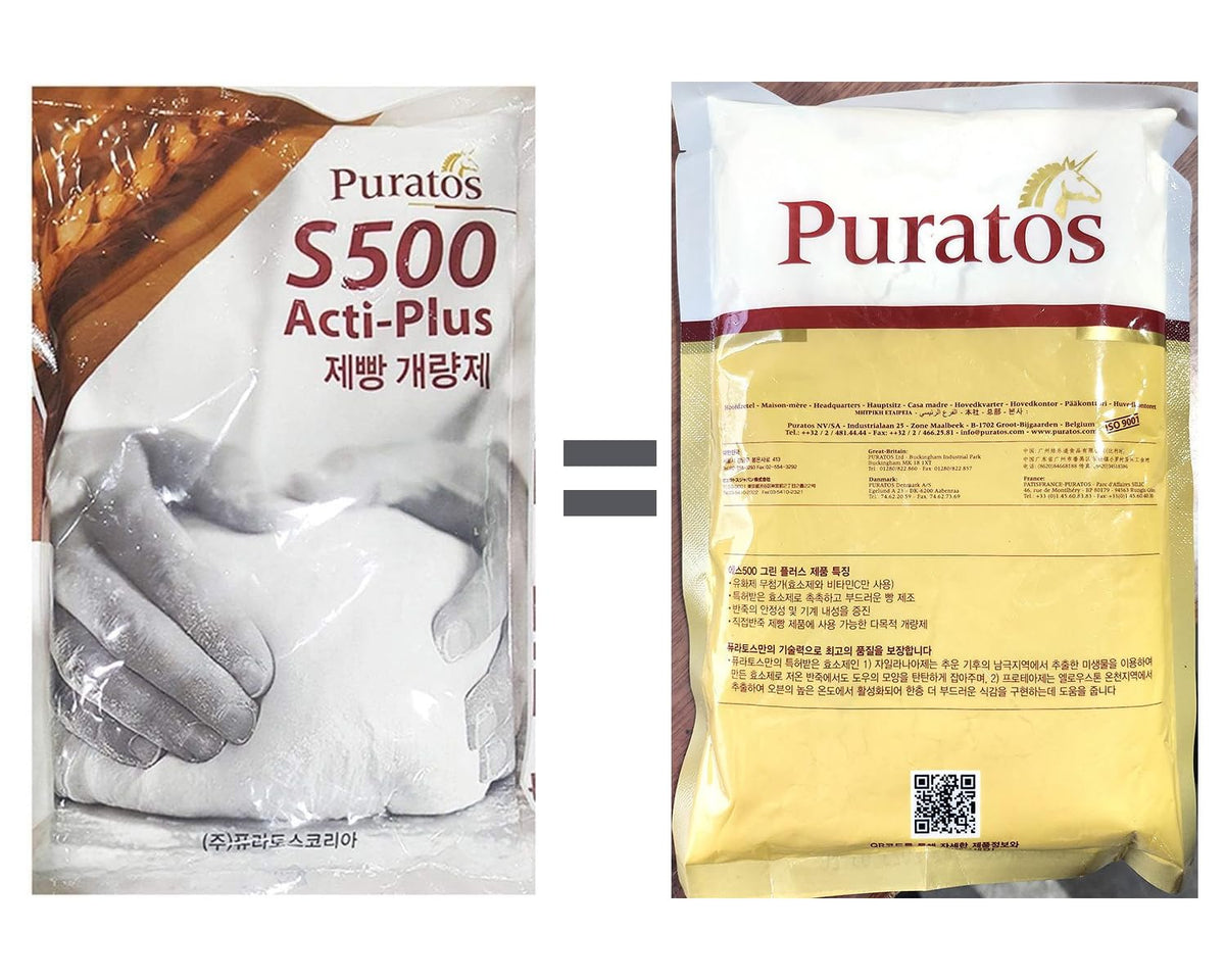 Puratos S500 Acti-Plus measuring scoop image highlights precise addition percentage
