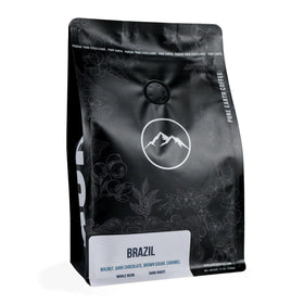 Pure Earth Coffee Co Brazil single-origin dark roast bag highlights bold flavor and fresh aroma