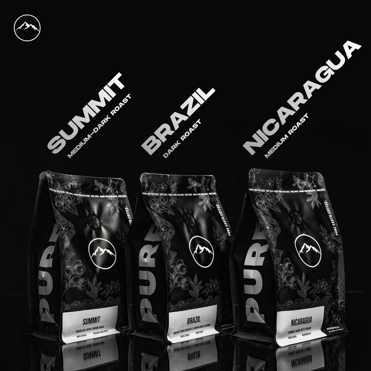 Pure Earth Coffee Co rich dark chocolate and walnut notes are vivid and inviting