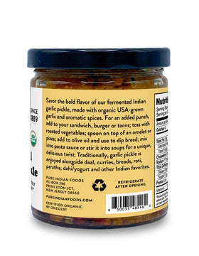 Pure Indian Foods garlic achaar close-up showing texture, perfect spoonfuls over curries