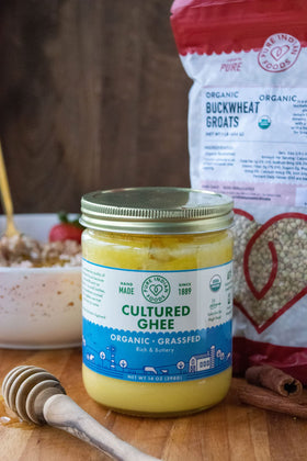 Close-up of aromatic cultured ghee from Pure Indian Foods.