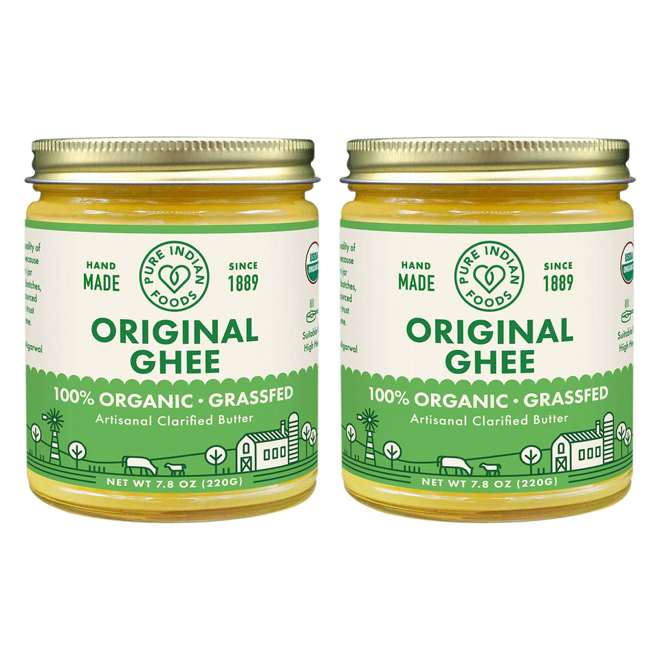 Pure Indian Foods grassfed original ghee jar front ideal for keto and paleo cooking