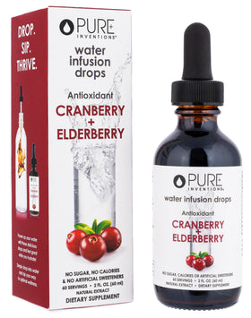 Pure Inventions water enhancer drops bottle for refreshing hydration.