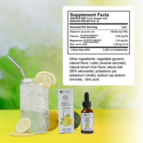 Ingredients close-up highlighting sugar-free, calorie-free formula.