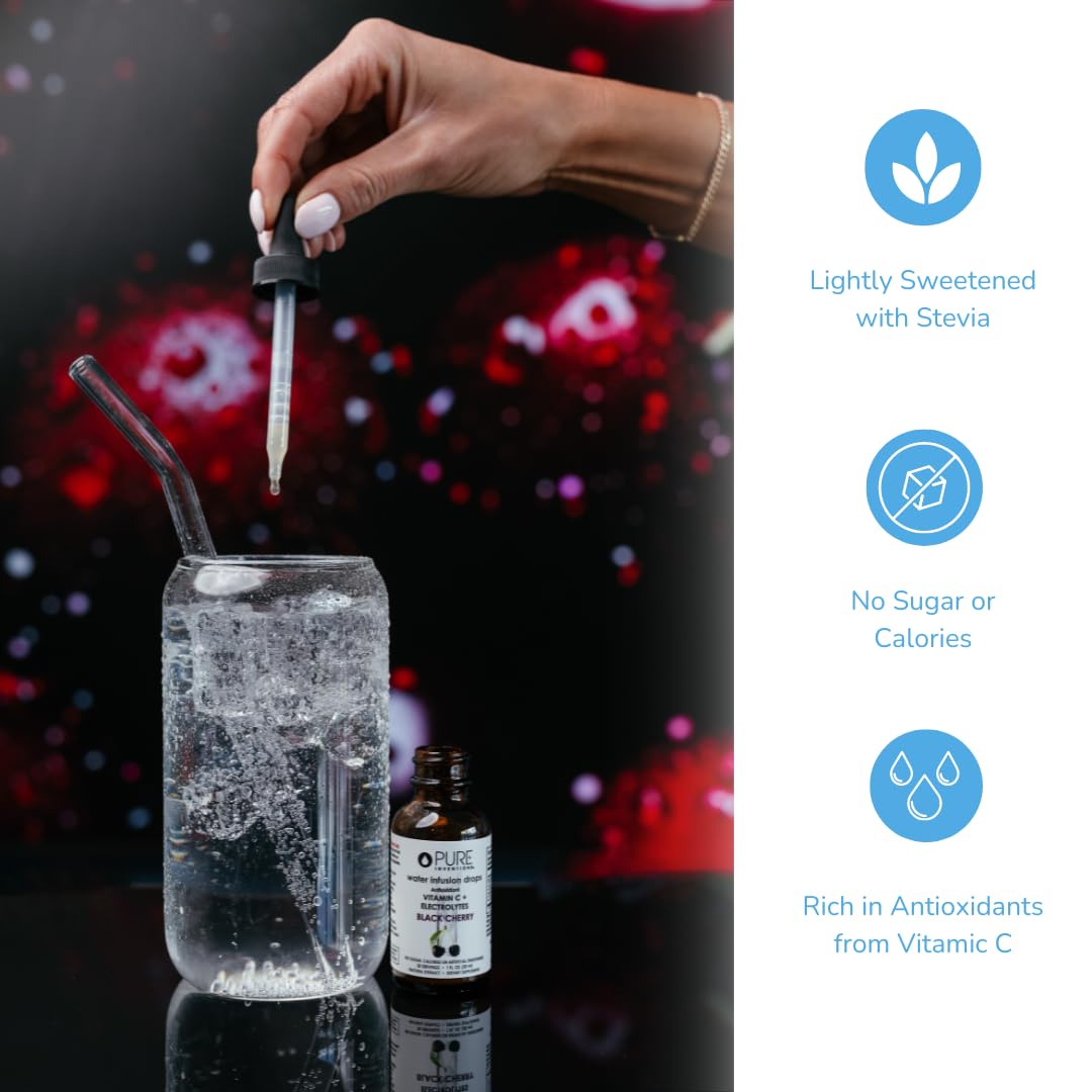 Pure Inventions drops being poured into a glass to boost flavor and hydration.