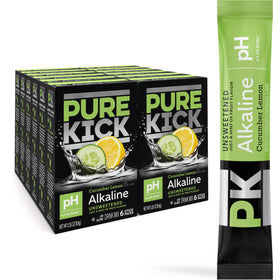 Pure Kick Alkaline cucumber lemon packet for on-the-go hydration.