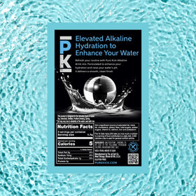 Pure Kick alkaline ingredients label highlights a clean, unsweetened hydration option.