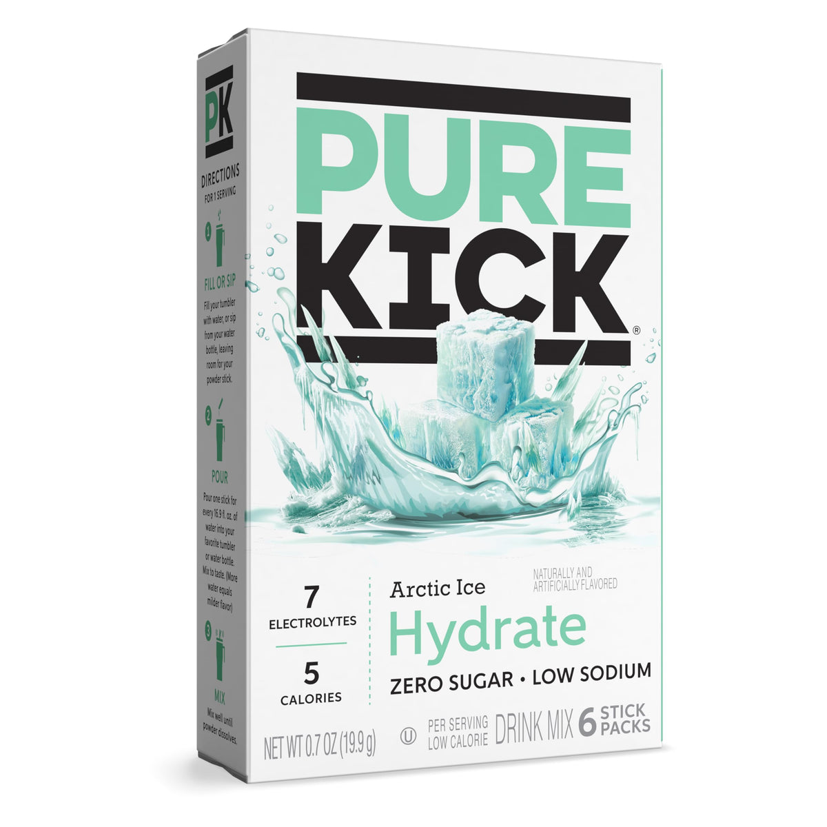 PURE KICK Arctic Ice boxes shown in a 12-box bundle for easy hydration.