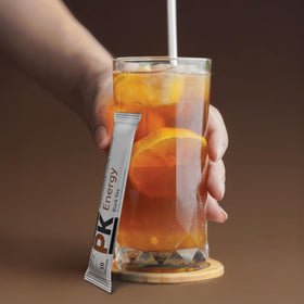 Pure Kick Black Tea label highlights zero sugar and low calories.