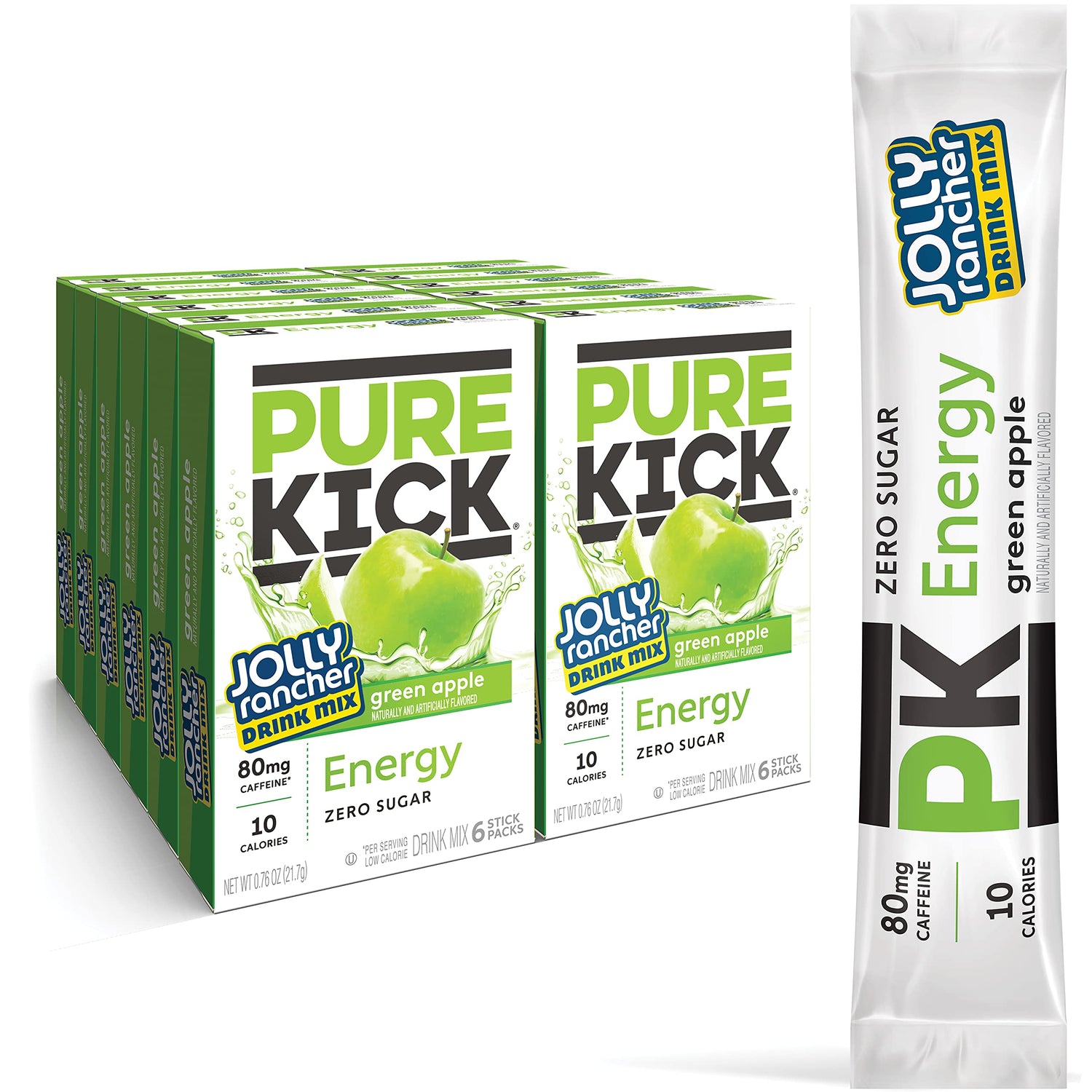 Pure Kick energy singles to go stick pack, convenient on-the-go caffeine boost.