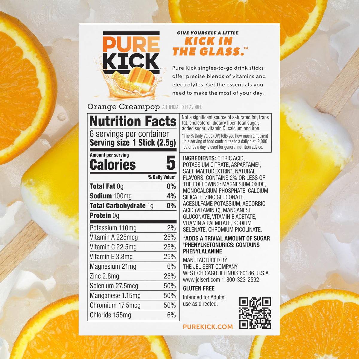 Pure Kick Hydration Orange Creampop dissolving in water delivers creamy citrus